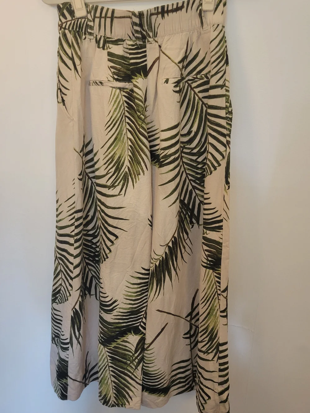 H&M Linen Blend Palm Leaf Wide Leg Pants